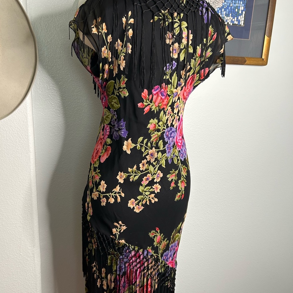 Vintage Late 90s Floral Dress with Fringr - Picture 6 of 9